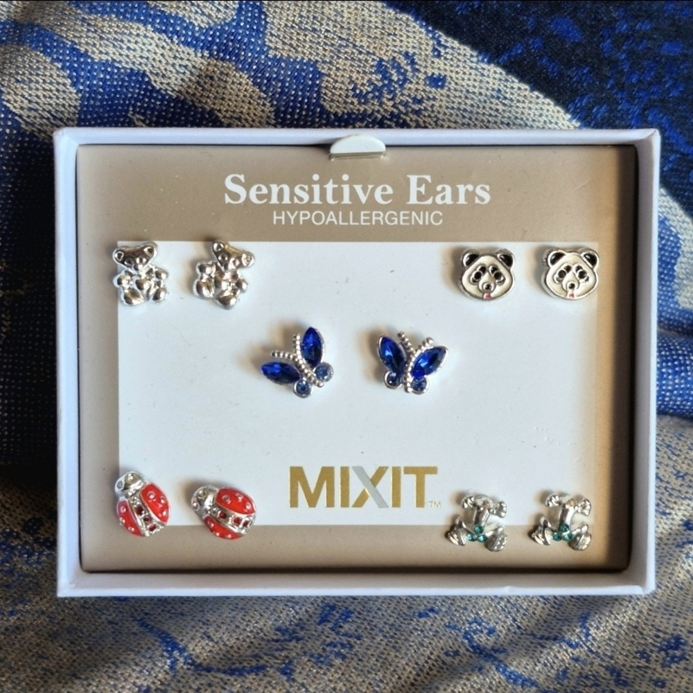 Mixit Silver and Blue Butterfly Earrings Collection